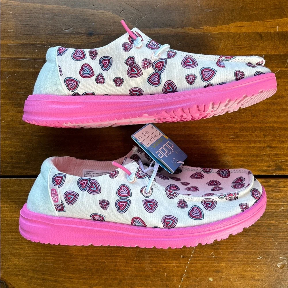 HEY DUDE WENDY YOUTH HEARTS PINK US Y3-L4